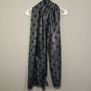 Nicole’s Boutique Elegant Black and Silver Floral Scarf